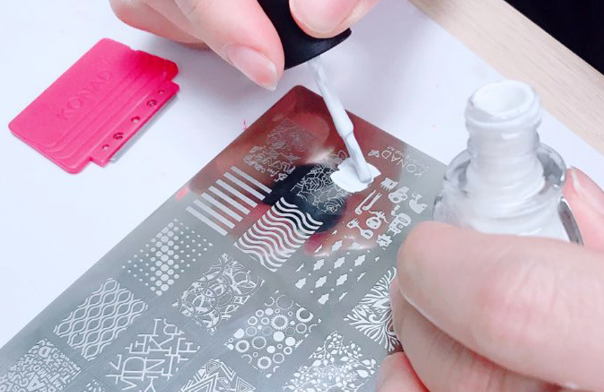 Retro Patterns nail stamping plate by Hit the Bottle, available at  www.lanternandwren.com.